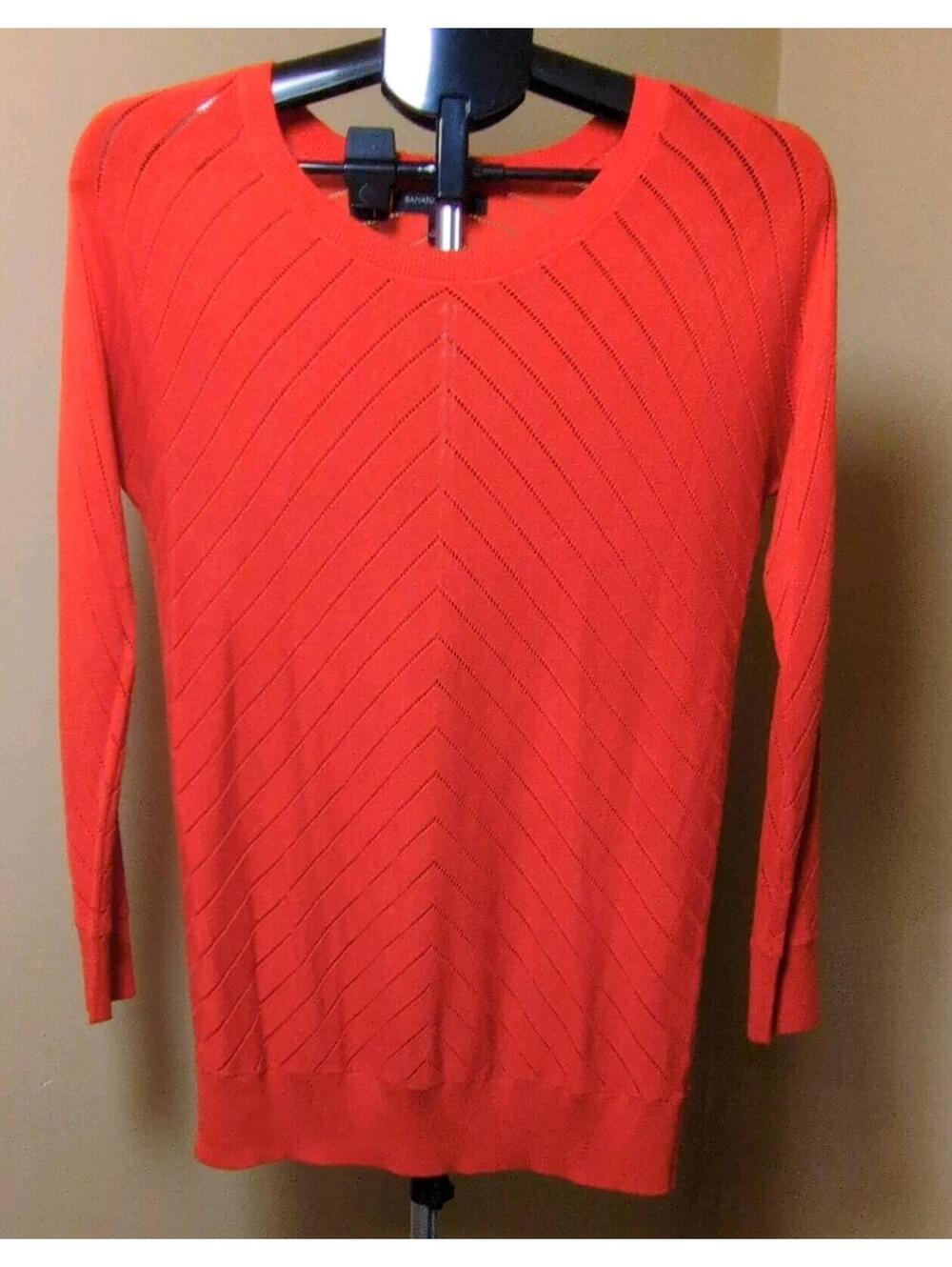 Banana Republic Knit Red Chevron Pullover Sweater Long Sleeve Crew Neck Women S